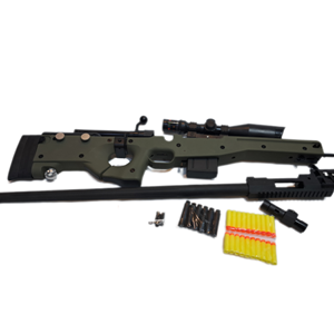 اسباب بازی تفنگ تک تیرانداز پوکه پران نیمه فلزی تیر اسفنجی مدل AWM_ اسباب بازی تفنگ